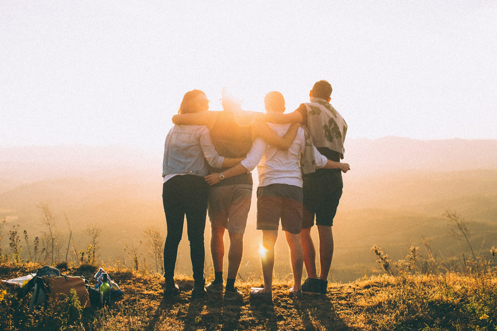 Community group gathered together outdoors